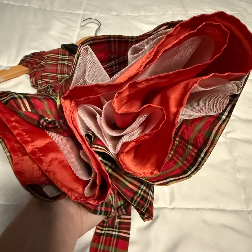 Talbots Kids Red Plaid Silk Dress size 18M